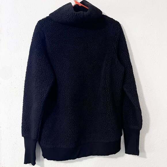 Athleta Black Nirvana Sherpa Funnel Neck Sweatshirt No Tag Likely Large - Picture 5 of 12